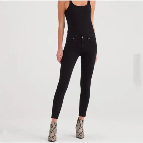 7 For All Mankind Denim - 7FAMK 7 For All Mankind B(air) Super Skinny Ankle Jeans Babylon Black Size‎ 26